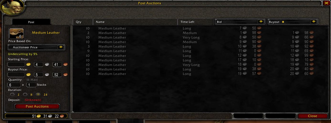 Auctioneer Addon für World of Warcraft Vanilla (1.12.1)